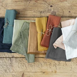 Serviette De Table|EMINZA Lot de 3 serviettes gaze de coton (40 x 40 cm) Gaïa pampa Beige