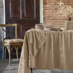 Serviette De Table|EMINZA Lot de 3 serviettes gaze de coton (40 x 40 cm) Gaïa Ficelle