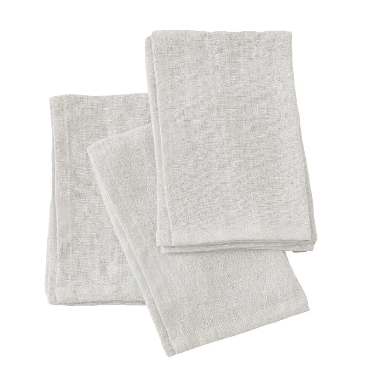 Serviette De Table|EMINZA Lot de 3 serviettes lin lavé (40 x 40 cm) Louise hes Blanc