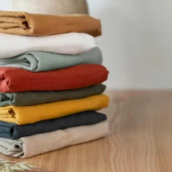 Serviette De Table|EMINZA Lot de 3 serviettes lin lavé (40 x 40 cm) Louise Caramel