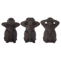 Objet Déco|ATMOSPHERA Lot de 3 singes déco (H24 cm) Sagesse Noir