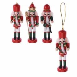 Décoration De Sapin|KOOPMAN Lot de 3 soldats Casse-noisette à suspendre (H12 cm) Hector Rouge
