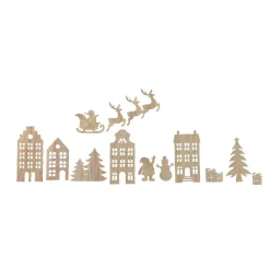 Déco Et Objet De Noël|KAEMINGK Lot de 13 stickers de Noël pour fenêtre en bois Réveillon de Noël Naturel