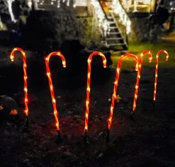 Personnage, Objet Grand Format|Déco Et Objet Lumineux|KOOPMAN Lot de 6 sucres d'orge lumineux à piles 42 LED (H47 cm) Candy Blanc chaud