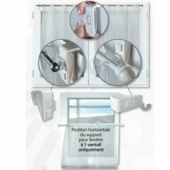 Embrasse, Pince Et Anneaux|LUANCE Lot de 2 supports tringle Clip Blanc