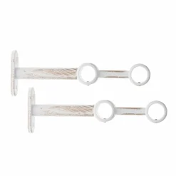 Tringle Plafond|Tringle À Rideau, Barre Et Support|LUANCE Lot de 2 supports tringles doubles extensibles (L150 / D20) Jim Blanc et or Blanc irisé