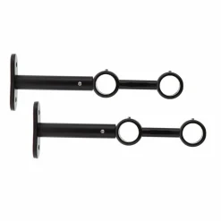 Tringle Plafond|Tringle À Rideau, Barre Et Support|LUANCE Lot de 2 supports tringles doubles extensibles (L150 / D20) Jim mat Noir