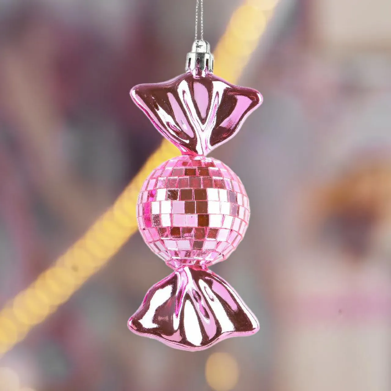 Décoration De Sapin|KAEMINGK Lot de 3 suspensions de Noël (H12 cm) Bonbons disco Rose