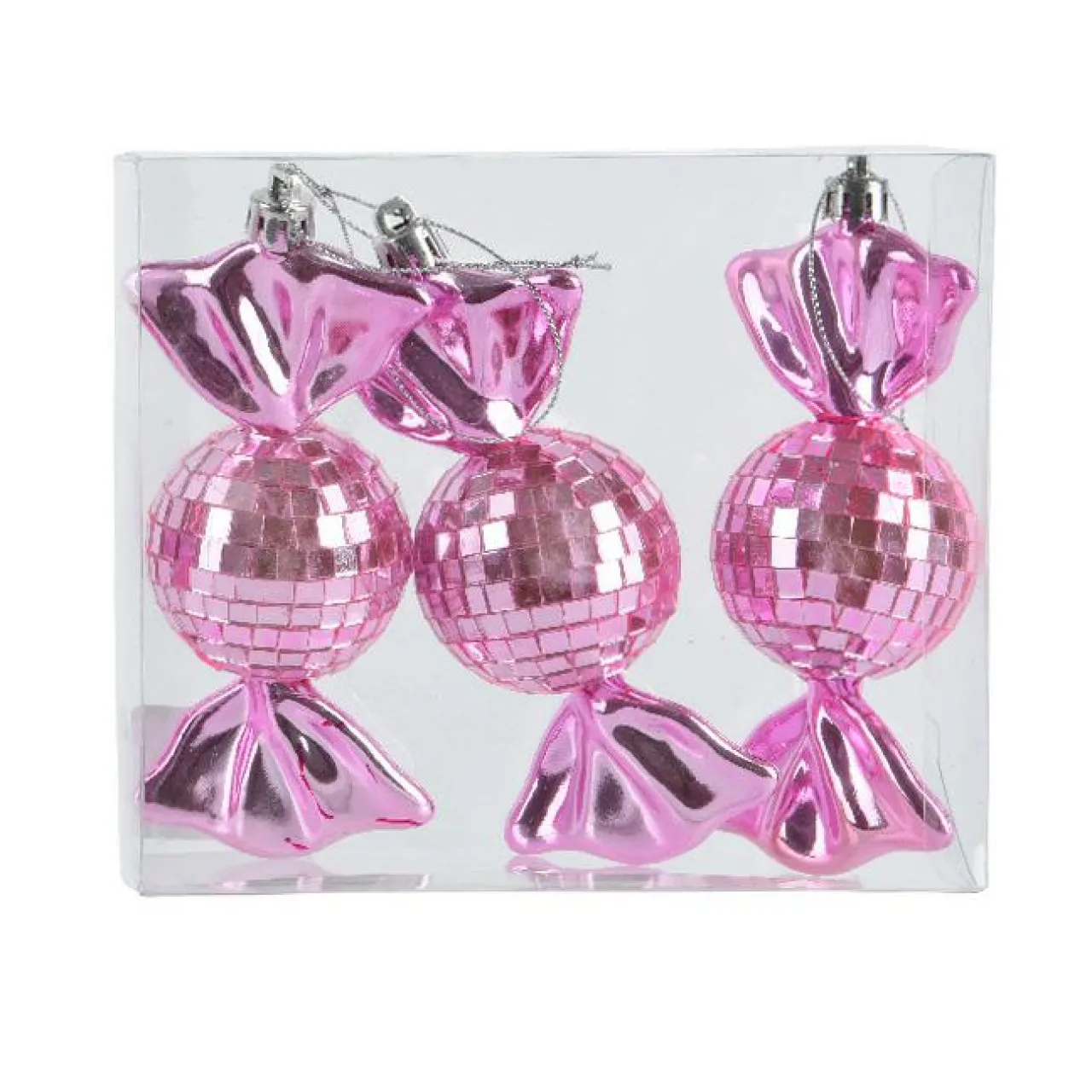 Décoration De Sapin|KAEMINGK Lot de 3 suspensions de Noël (H12 cm) Bonbons disco Rose
