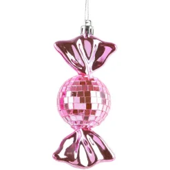 Décoration De Sapin|KAEMINGK Lot de 3 suspensions de Noël (H12 cm) Bonbons disco Rose