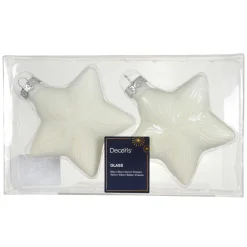 Décoration De Sapin|KAEMINGK Lot de 2 suspensions de Noël en verre (H10 cm) Étoiles Céleste Blanc laine