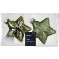 Décoration De Sapin|KAEMINGK Lot de 2 suspensions de Noël en verre (H10 cm) Étoiles Céleste Vert romarin