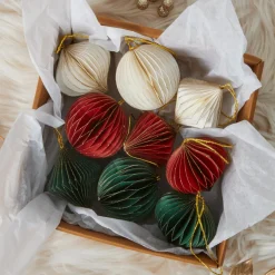 Déco Et Objet De Noël|Décoration De Sapin|KOOPMAN Lot de 9 suspensions de sapin (D60 mm) Papier doré Multicolore