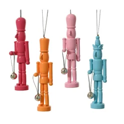 Décoration De Sapin|KAEMINGK Lot de 4 suspensions en bois (H13 cm) Casse-noisette Multicolore