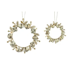 Décoration De Sapin|KAEMINGK Lot de 2 suspensions en métal (D19 cm) Couronne de clochettes Perle