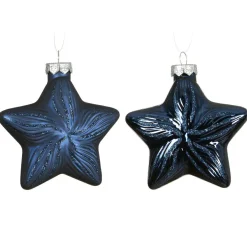 Décoration De Sapin|KAEMINGK Lot de 2 suspensions en verre (H10 cm) Étoiles Céleste Bleu Bleu nuit