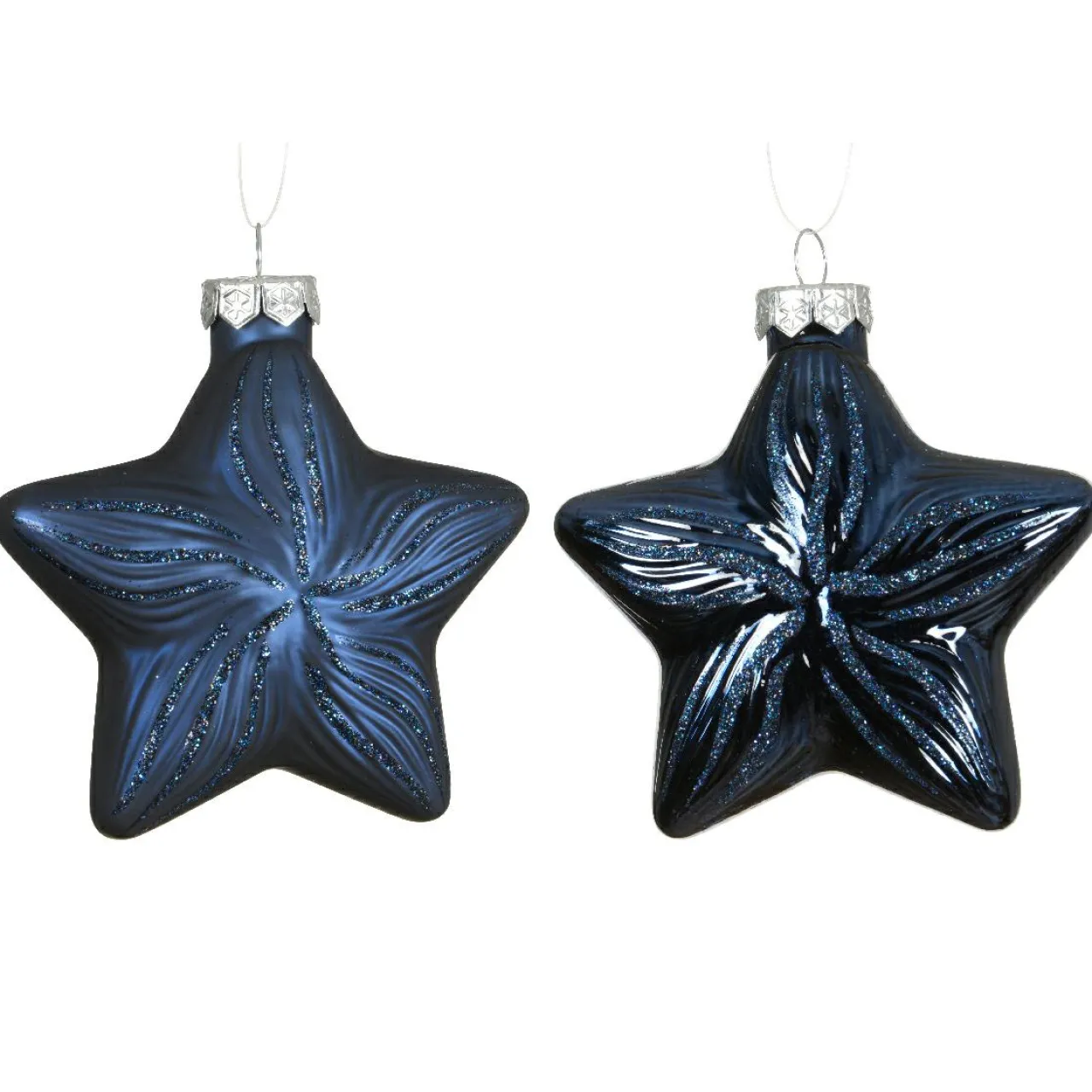 Décoration De Sapin|KAEMINGK Lot de 2 suspensions en verre (H10 cm) Étoiles Céleste Bleu Bleu nuit