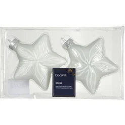 Décoration De Sapin|KAEMINGK Lot de 2 suspensions en verre (H10 cm) Étoiles Céleste Blanc