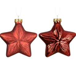 Décoration De Sapin|KAEMINGK Lot de 2 suspensions en verre (H10 cm) Étoiles Céleste Rouge