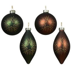 Boule De Noël|KAEMINGK Lot de 12 suspensions en verre (D80 mm) Gouttes et Boules Vert et expresso Vert sapin