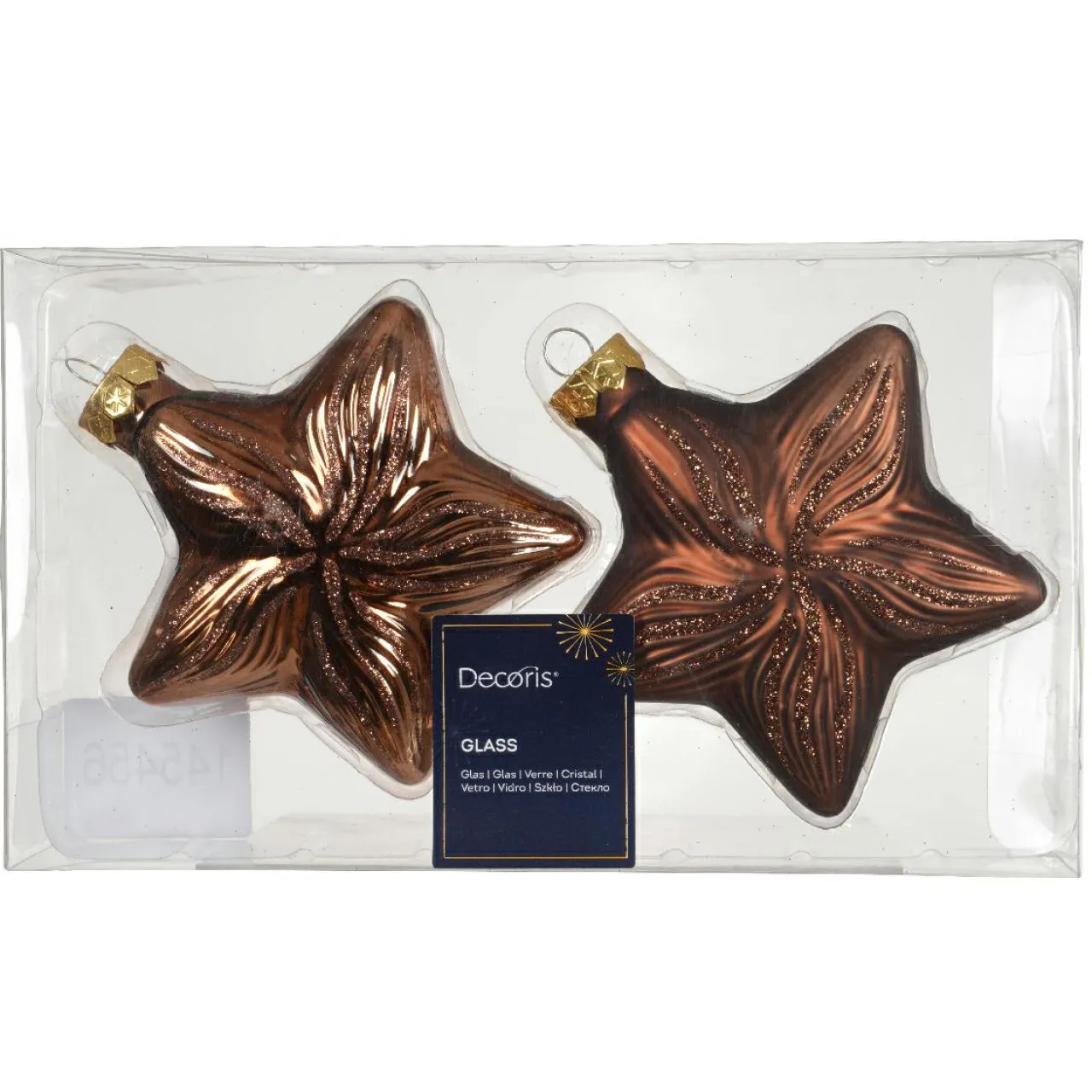 Décoration De Sapin|KAEMINGK Lot de 2 suspensions en verre (H10 cm) Étoiles Céleste Brun café