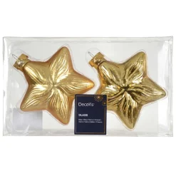 Décoration De Sapin|KAEMINGK Lot de 2 suspensions en verre (H10 cm) Étoiles Céleste Or