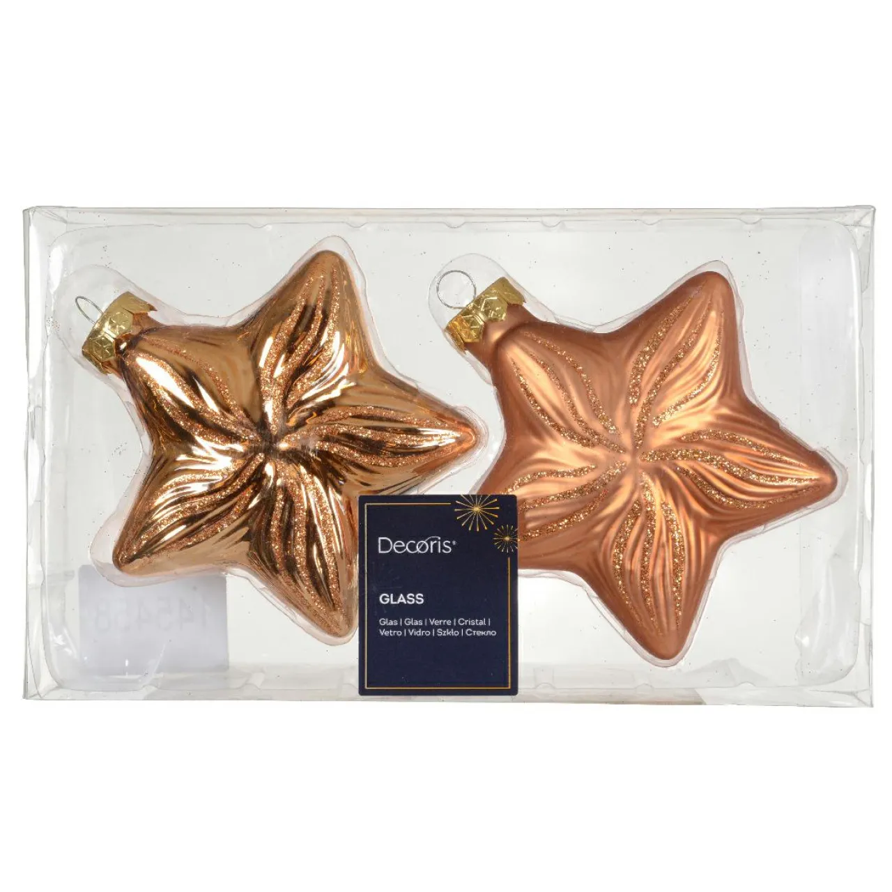 Décoration De Sapin|KAEMINGK Lot de 2 suspensions en verre (H10 cm) Étoiles Céleste Cognac