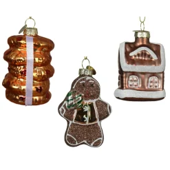 Décoration De Sapin|KAEMINGK Lot de 3 suspensions en verre (H11 cm) Délices de Noël Marron