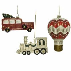 Décoration De Sapin|KAEMINGK Lot de 3 suspensions (H7 cm) Véhicules Multicolore Rouge