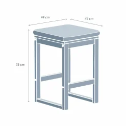 Chaise De Jardin|MOBELLIA Lot de 2 tabourets hauts de jardin en bois d'acacia Bornéo Gris Anthracite