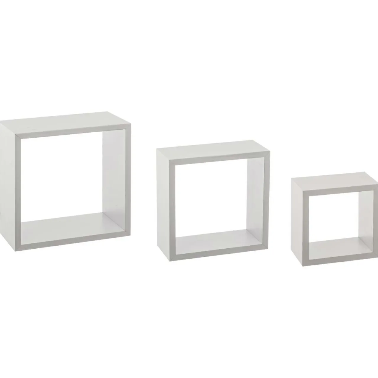 Étagère Murale|ATMOSPHERA Lot de 3 étagères bois (H15-20-25 cm) Cube Blanc