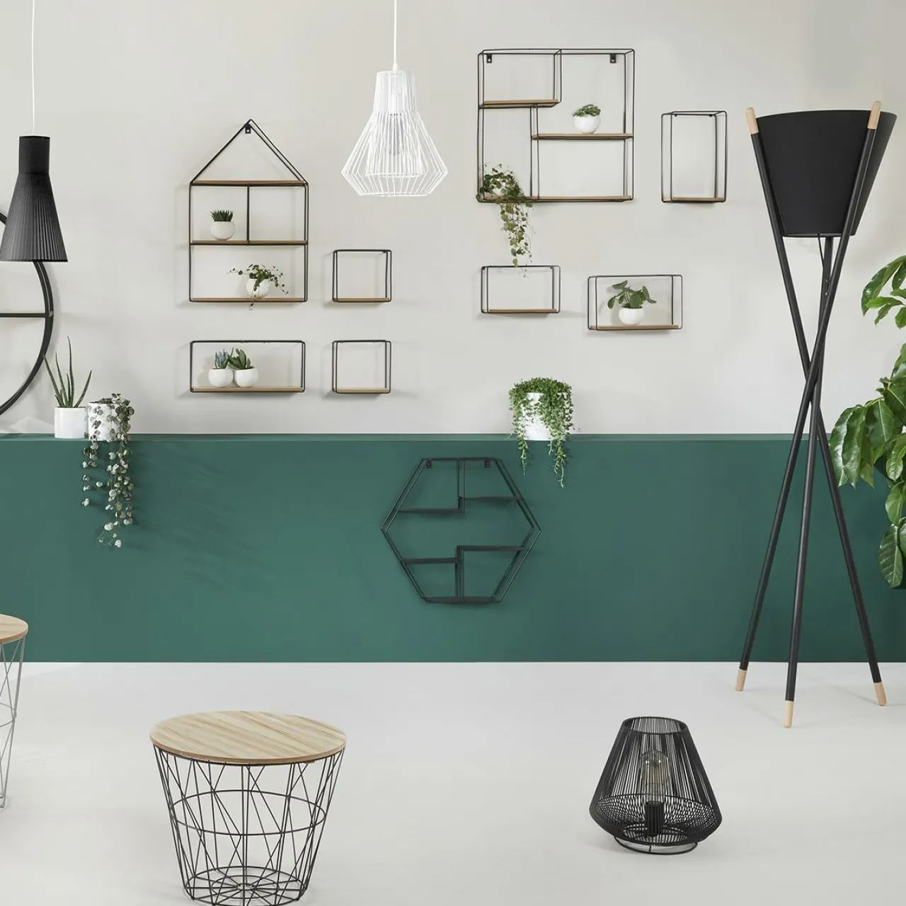 Etagère, Meuble Modulable|Étagère Murale|ATMOSPHERA Lot de 4 étagères murales Angela Noir