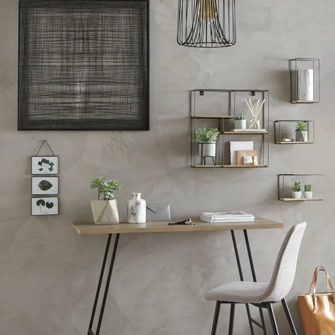 Etagère, Meuble Modulable|Étagère Murale|ATMOSPHERA Lot de 4 étagères murales Angela Noir