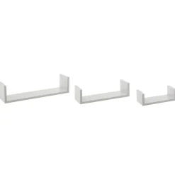 Étagère Murale|ATMOSPHERA Lot de 3 étagères murales en bois (L22-32-42 cm) Bord Blanc