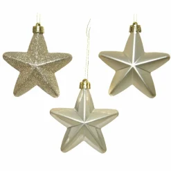 Décoration De Sapin|KAEMINGK Lot de 6 étoiles de Noël à  suspendre (H7 cm) Alpine Perle