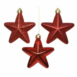 Décoration De Sapin|KAEMINGK Lot de 6 étoiles de Noël à  suspendre (H7 cm) Alpine Rouge
