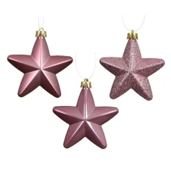 Décoration De Sapin|KAEMINGK Lot de 6 étoiles de Noël à suspendre (H7 cm) Alpine Vieux rose