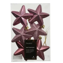 Décoration De Sapin|KAEMINGK Lot de 6 étoiles de Noël à suspendre (H7 cm) Alpine Vieux rose