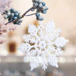 Décoration De Sapin|KAEMINGK Lot de 12 étoiles de Noël à suspendre (H10 cm) Morzine Blanc