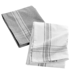 Accessoire Cuisine|DOUCEUR D'INTERIEUR Lot de 2 torchons coton recyclé Cuisiline chiné Gris