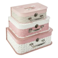 Rangement Enfant|Atmosphera createur d'interieur for kids Lot de 3 valises gigognes enfant Douceur Rose