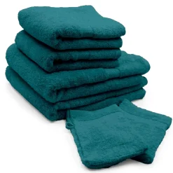 Linge De Bain|Serviette De Bain|douceur d'intu017drieur Lot de serviettes de bain 50x90 cm x2 + serviettes 70x130cm x2 + gants de toilette x2 Elegance Bleu