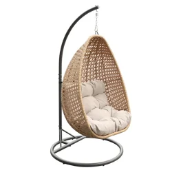 Balancelle|MOBELLIA Loveuse suspendue en résine tressée Coral Naturel