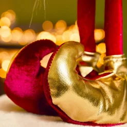 Père Noël, Animaux Et Personnage|KAEMINGK Lutin de Noël debout (H39 cm) Arlequin et doré Bordeaux