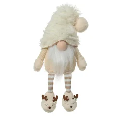 Père Noël, Animaux Et Personnage|KAEMINGK Lutin de Noël jambes souples (H48 cm) Gaston mignon crème Blanc