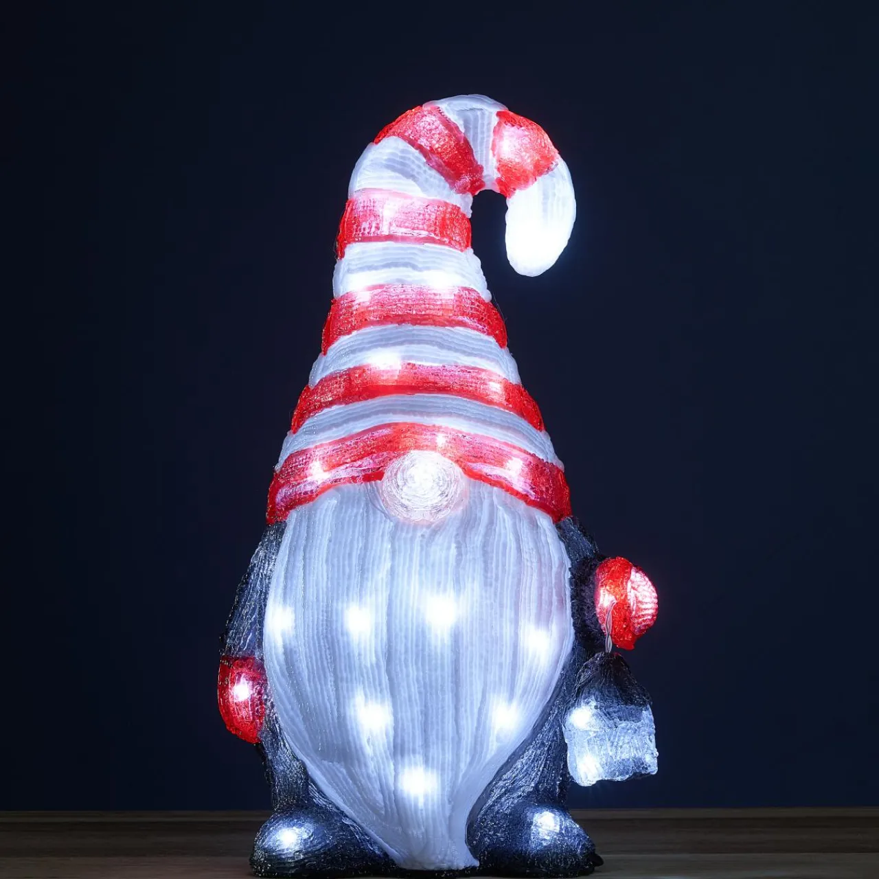 Déco Et Objet Lumineux|JJA Lutin lumineux solaire 40 LED (H39 cm) Lanterne de nuit Blanc froid Gris