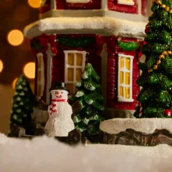 Village De Noël Lumineux|KAEMINGK Maison de village illuminée musicale et animée à piles (H23 cm) Camden Street Multicolore