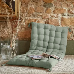 Coussin De Sol|EMINZA Matelas de sol gaze de coton (60 x 120 cm) Gaïa Vert Eucalyptus