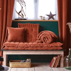 Coussin De Sol|EMINZA Matelas de sol velours de coton (60 x 120 cm) Victor Terracotta