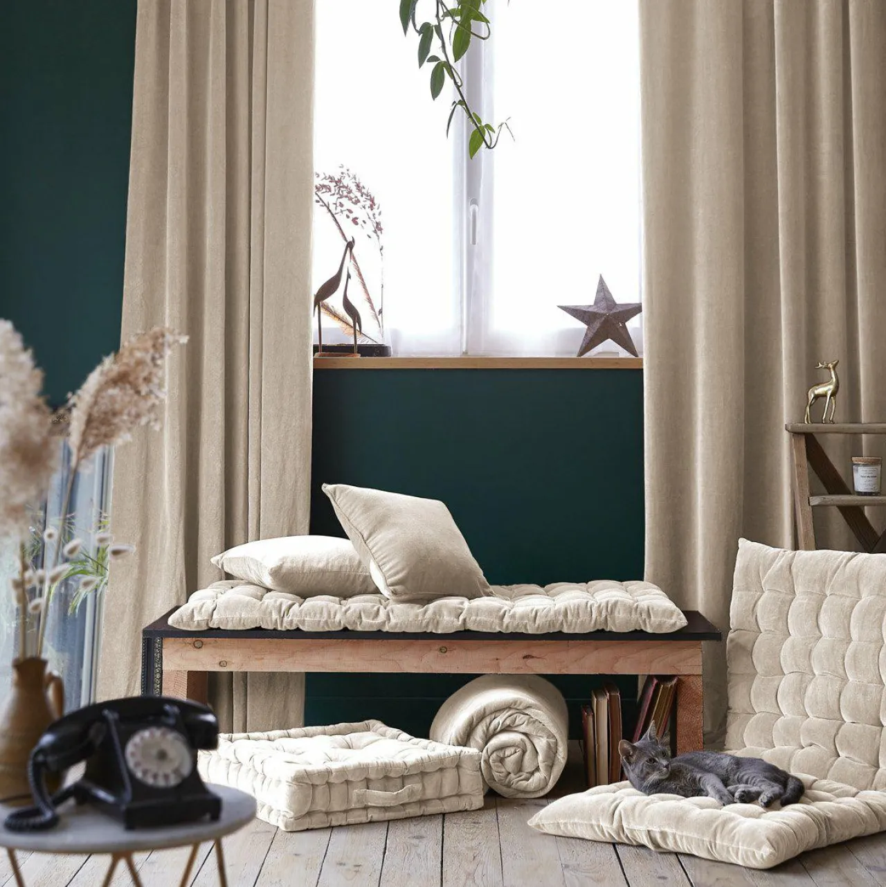 Coussin De Sol|EMINZA Matelas de sol velours de coton (60 x 120 cm) Victor pampa Beige